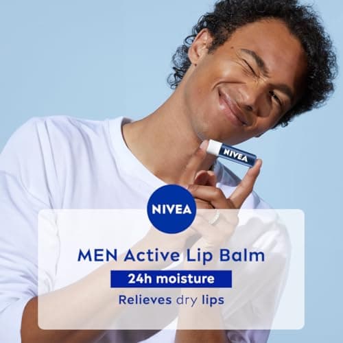 NIVEA MEN Active Care 4.8g Lip Balm|24 H Melt in Moisture Formula|Natural Oils|Nourished Lips,4.8 g (Pack of 1) 3
