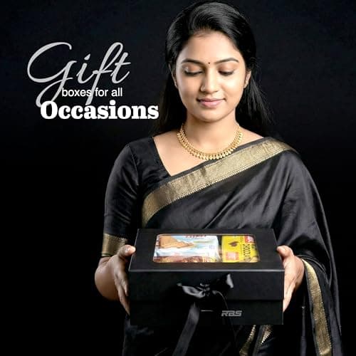 RBS®-MEDIUM Black Gift Box Empty (26 X 26 X 10 cm) Gift Box for Packaging (1 Pack) Box for Gift Packing Multipurpose Hampers Boxes Hold to 8 Kg Occasion Rigid Boxes for Packing (Black Box with Window) 5