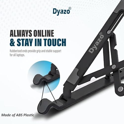 Dyazo ABS Plastic Laptop Stand Height & Angle Adjustable | Foldable | Portable | Laptops Raiser Compatible for MacBook, Lenovo, HP, Dell & Other notebooks Upto 15.6 inch (Black) 5
