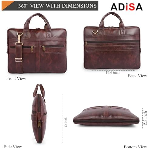 ADISA Laptop Messenger Office Bag Briefcase for Work for Men (LB6054-BRO) 2