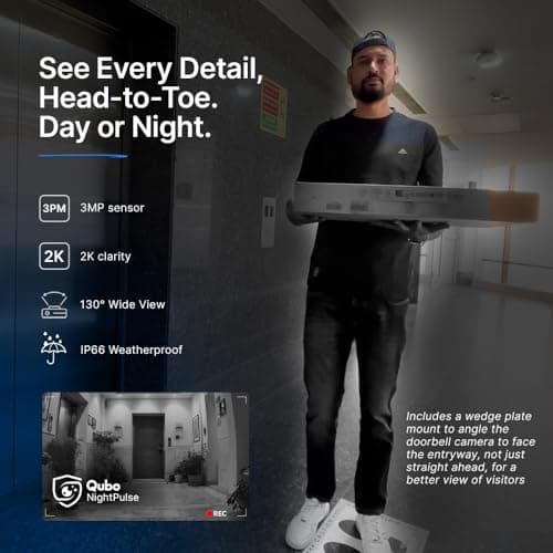 Qubo Smart WiFi Video Doorbell from Hero Group | Instant Phone Visitor Video Call | Intruder Alarm System | 1080P FHD Camera | 2-Way Talk | Alexa & OK Google | Plug and Play AC Chime | Made in India 3