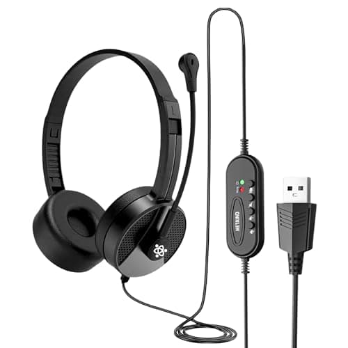 Metaind Wired USB Headphone with Noise Cancelling Mic | HD Sound & Comfort for Zoom, Teams & Call Centers | USB Headset for PC & Laptop | Model: Meta_MT50 (Black)