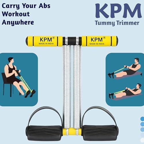 KPM India's No.1 Tummy Trimmer Double Spring Ab Exerciser with Foot Pedals & Anti-Slip Foam Handles, Full Body Home Workout Equipment for Abs, Arms, Legs & Core Fitness (Made in India) 6