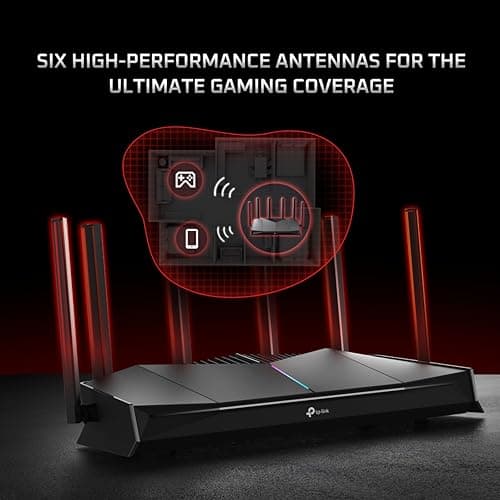 TP-Link Archer GE400 BE6500 Dual-Band Wi-Fi 7 Gaming Router | 6.5 Gbps Speed | 2× 2.5G WAN LAN + 3× 1G LAN | USB 3.0 | 6 Antennas | RGB Gaming Panel | Compatible with Alexa & Google Assistant 6