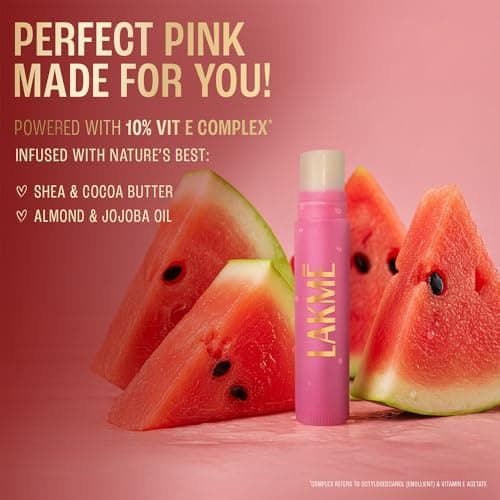 Lakme Lip Love Care Stick Insta Pink, with 10% Vitamin E Complex, nourished with Shea & Cocoa Butter and enriched with Almond & Jojoba Oil for 24hr moisturization in just 1 swipe, with SPF 15, 4.5g 4