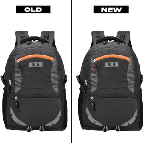 SS Large Laptop Backpack for Boys & Girls – Spacious School & College Bag with Rain Cover, Reflective Safety Strip, Multiple Compartments, Durable Water-Resistant Fabric (35L, Black) 2