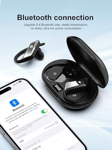 Wireless Earbuds Bluetooth 5.4 Headphones 53H Playtime Sport Earphones with LED Display,Over-Ear Buds Built in Mic in Ear Waterproof Headset for Workout Running Gaming 3