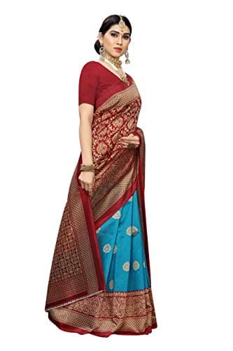 Yashika venkatagiri art silk with blouse piece Saree (SDPL-METRO_ Turquoise_ Free Size) 3