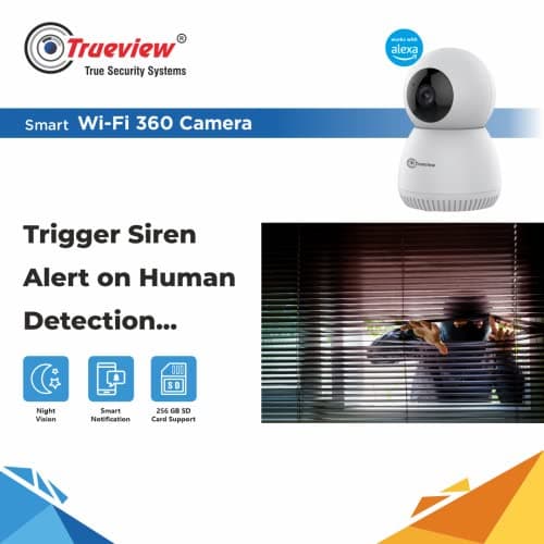 Trueview 3MP WiFi Robot Security Camera | 360° Pan Tilt | All-Time Color Night Vision | AI Auto Tracking & 2-Way Audio | Alexa Compatible | Supports 256GB Memory Card | STQC Certified for Privacy 5