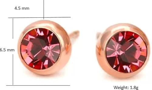 Nilu's Collection Daily Use, Light Weight Cubic Zircon Stud Earrings| Perfect for baby girls, office goers (Pink: Rose Gold) 3