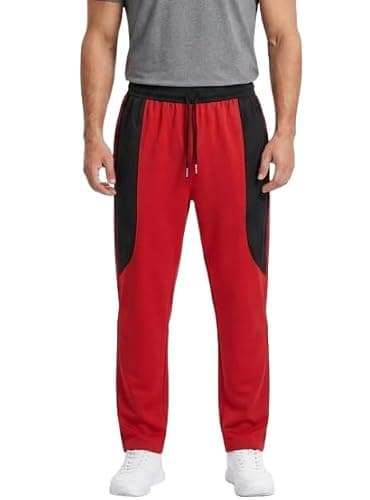 2 Tone Colour Nylone Men’s Jogger Pants with Drawstring Waist | Relaxed Fit Track Pants with Deep Pockets | Casual Gym Sports Wear Lower for Men (in, Numeric, 28, Regular, Red & Black)