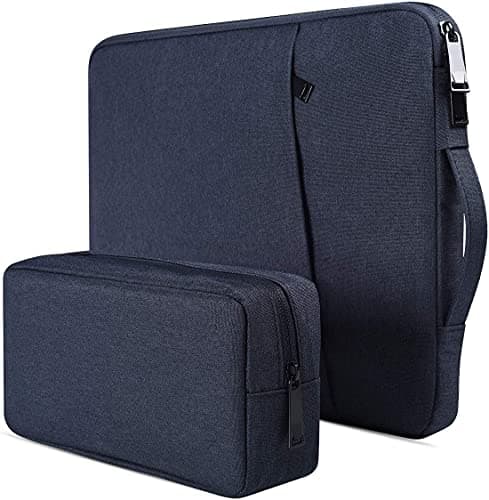 Dynotrek Zipper 14 inch Laptop Sleeve Bag, with Charger Pouch Computer Cover Accessories Pocket, Portable Laptop Case Compatible for MacBook Air/Pro, Dell, HP, Acer, Asus, Lenovo -Denim Blue