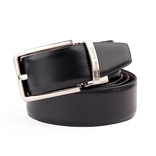 Bacca Bucci ® Men's Italian Top Grain Genuine Leather Reversible Classic Dress Belt with Rotating Metal Buckle (Black/Brown) 2