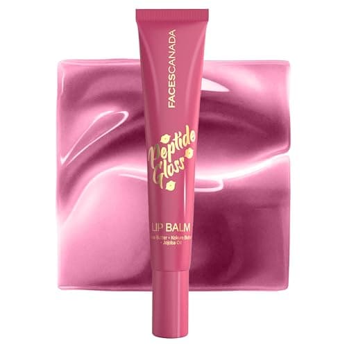 FACES CANADA Peptide Gloss Lip Balm - Cherry Charm 03, 10 ml | Tinted Lip Balm | Deeply Nourishing | Lightweight | Soft & Smooth Finish | Overnight Lip Treatment | With Butters & Hyaluronic Acid Infus