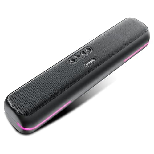 Intex Beast 20X Newly Launched 20W BT Soundbar with 360° Surround Sound, Rhythmic RGB Light, 52mm×4 Drivers, 5hrs Playback Time, TWS Feature, Type C Fast Charging, BT V5.4, USB/AUX/TF (Black)