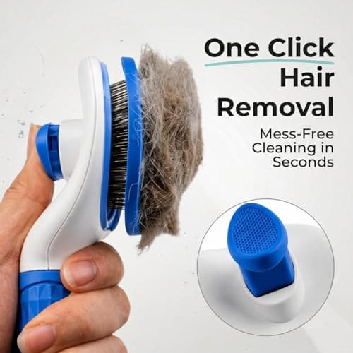 Petola Dog and Cat Hair Brush with Self-Cleaning Button – Pet Grooming Brush for Shedding and Massage with Soft Grip Handle and Beaded Bristles for Cats and Dogs, 6-Month Warranty - India 3