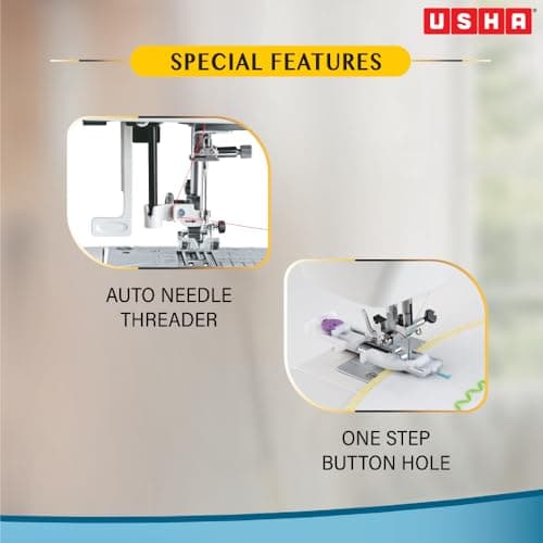 Usha Janome Automatic Stitch Magic Sewing Machine with 57 Stitch Function(White And Blue) 5