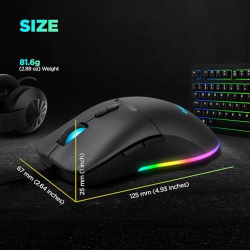 Lenovo M210 RGB Gaming Wired USB Mouse, Ambidextrous, 7-Buttons, 8000 DPI with 4 Levels DPI Switch, 3-Zone RGB Backlight, 3Year Warranty, (GY51M74265) 5