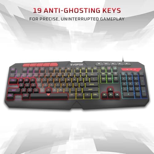 EvoFox Deathray v2 Pro Gaming Keyboard | Programmable Macro & Special Function Keys | 6 Zone RGB Backlighting | 19 Anti Ghosting Keys | Ergonomic Full Size Layout, Membrane Keys | Wired - Black 5