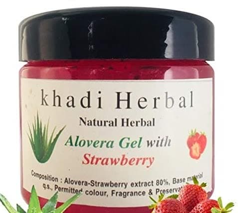 Khadi Natural Herbal Strawberry Face Gel Paraban And Sulphat Free Pure Natural Gel - Ideal for Skin, Face, Acne Scars, Hair Care, Moisturizer & Dark Circles180 GRAM