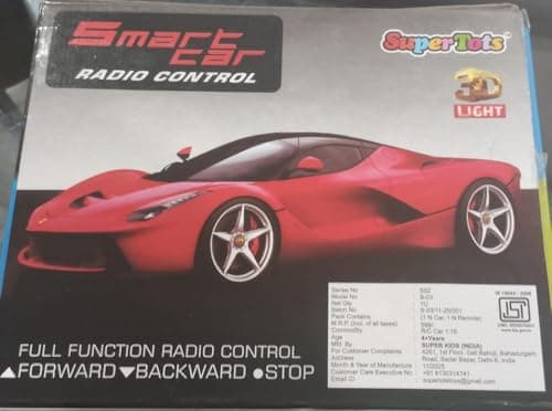 SuperTots Smart Car Radio Control Toy Set with Steering Wheel Controller, 1:18 Scale, 3D Light, Ages 4+, Model S-3 3