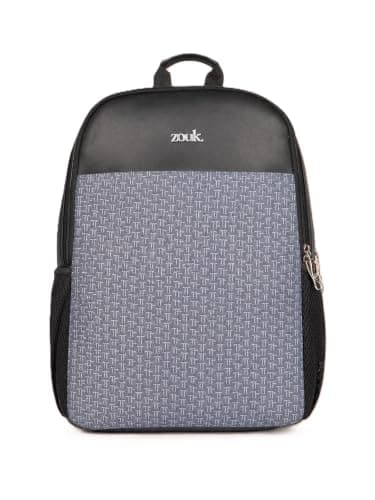 ZOUK Statement Backpack For Men | Vegan Leather | Fits Up to 15.6-Inch Laptop | Water-Resistant | Multi-Compartment | Ideal for Office, College & School | Proudly Indian | Charcoal Abyss
