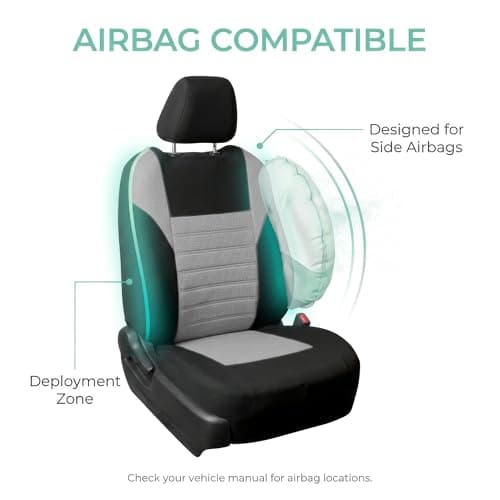 FH Group FB068115 3D Air Mesh Seat Covers Full Set (Airbag & Split Ready), Gray/Color- Fit Most Car, Truck, SUV, or Van 5
