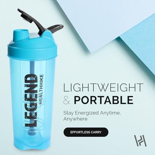 HealthHike Shaker for Gym, Protein Shaker Bottle 750ml,100% Leakproof for Workouts, BPA Free Gym Shaker Bottle for Men & Women Protein or Supplements Shake, Water & Outdoor Use - Fusion Ice Blue 2