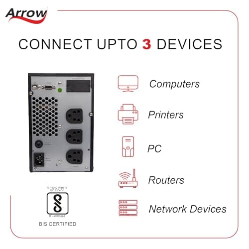 Arrow Powertech | 1000VA 800W | Online UPS for PC Desktop, WiFi Router, CCTV, Set Top Box | Microprocessor Controlled | AVR | LCD Display | Battery Backup for Home & Office Use 2