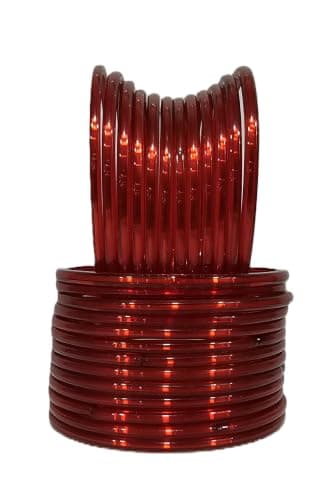 Tanush Women’s Plain Glass Bangle Set Traditional Bangles Chudi Set For Daily Wear Party And Festive Use (Pack Of 24) (Red, 2.6) 2