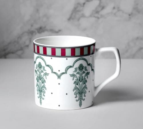 India Circus by Krsnaa Mehta Sage Luxe Coffee Mug | Tea Cup with Handles | Microwave and Dishwasher Safe | Designer Multicolor, Set of 6, 220 mL Each 3