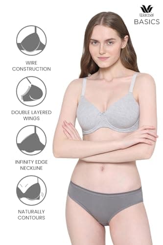 Wacoal Women’s Basics Essentials|Padded|Wired|3/4th Cup|Everyday Wear|Comfort Fit|T-Shirt Bra Grey (34D) 2