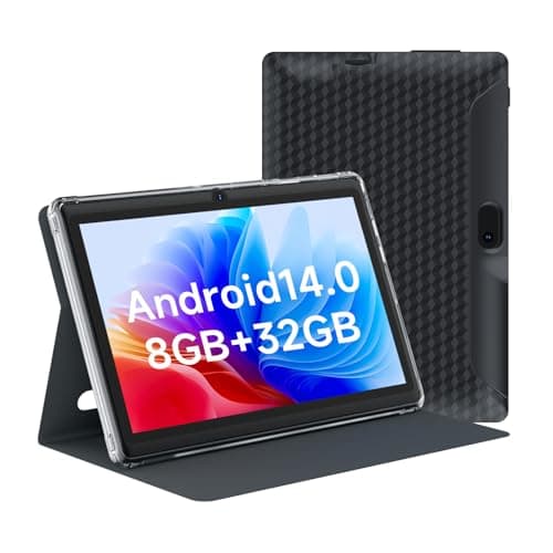 HOTTABLET Tablet 7 Inch Android 14.0 with Protective Case, 8GB (4+4GB Expand) RAM+ 32GB ROM, IPS Screen, Dual Camera, Bluetooth 5.0 WiFi Tab (Black)