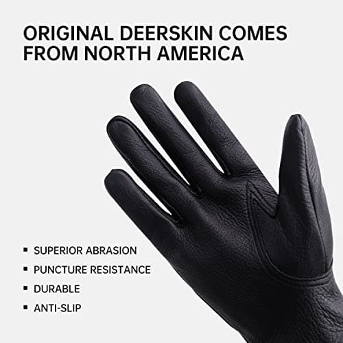 Deerskin Leather Work Gloves for Men & Women, Utility Safety Work Gloves, Heavy Duty Welding Work Gloves, Rigger Gloves for Driver, Construction, Yardwork, Gardening (L, Black) 2
