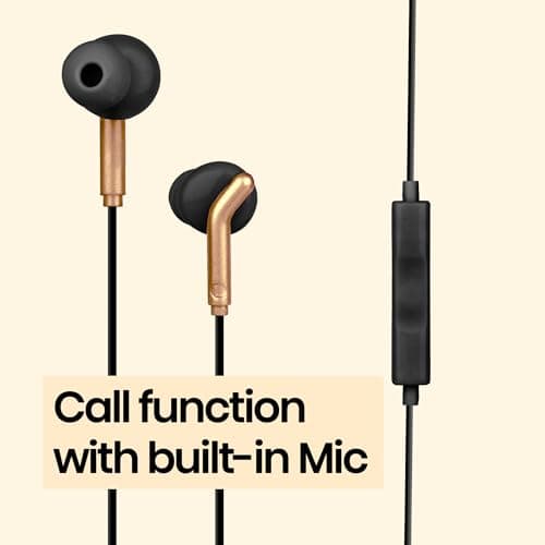 ZEBRONICS Bro 3.5Mm Wired in Ear Earphones, in-Line Mic, Deep Bass, 1.2M Strong and Long Lasting Cable, Light Weight, Compatible with Mobile | Tablet | Laptop (Black + Gold) 5