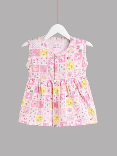 HELLCAT 100% Cotton Baby Frock Dress for Girls - Pack of 3, Soft & Trendy, Sleeveless (0-18M)_Brown/Sky Blue/Pink_6-12 Months 2