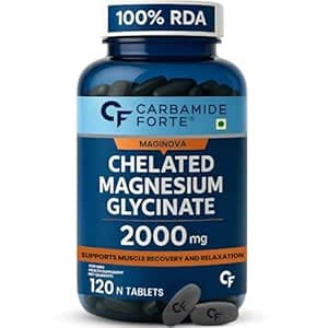 Carbamide Forte Chelated Magnesium Glycinate Supplement 2000mg Per Serving | Magnesium Supplement Supports Muscle Recovery & Better Sleep - 120 Veg Tablets