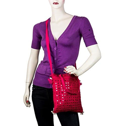 Little India Mirror Work Magenta Sling Bag 10"x12"x2" 2