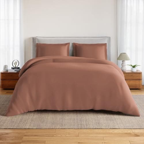 Spaces Everyday Essential 100% Cotton 170 TC Percale Solid Fitted Queen Sheet with 2 Pillow Covers|Super Soft, Safe for Skin & Breathable - 183 x 198Cm + 30Cm - Light Brown