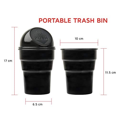APPUCOCO Mini Car Trash Bin Can Holder Dustbin - Black (L 17 x W 6.5 cms) 3