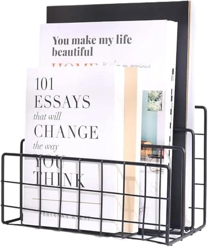 CentraLit Organizer Magazine File Holder Modern Desk, 3 Slot Modern Magazine Holder Stand for Table Desk Home File Stand Decor File Storage for Office (Black)