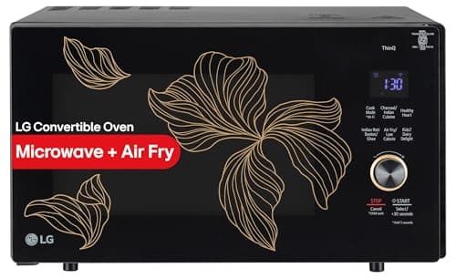 LG 28 L, Convertible Microwave Oven with Air Fry, Charcoal Lighting Heater, Wi-Fi Enabled (MJEN286UGWF, Black, Motorised Rotisserie, 60 Air Fry Recipe, 40 Scan to Cook Recipes & 331 Auto Cook Menu)