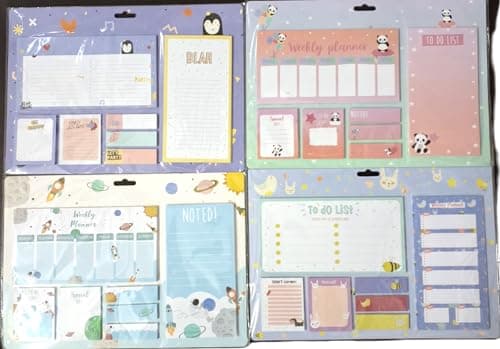 worison Small Weekly Planner Panda Pattern Writing Pad to do list and Sticky Notes 265 x 188mm 3