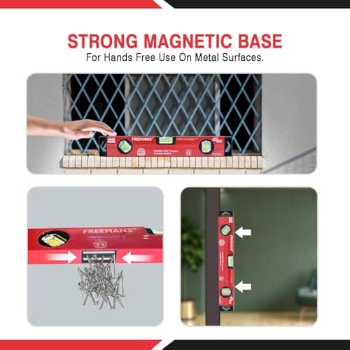 FREEMANS Box Section Aluminum Spirit Level with Magnet 30cm 4