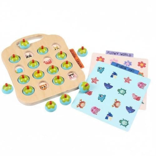 SNAPPSY Fungus Memory Chess Focus Training Radish Memory Chess Parent-Child Interaction Concentration for Preschoolers, Kindergarten, Blue Flower