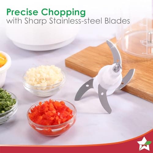 Wonderchef Nutri-chop Pearl Electric Chopper | 4 Sharp Stainless Steel Blades | 700ml | 350W | Chop and Mince Vegetables, Meat, Blends Dips | Low Noise | Light-weight | 2-Year Warranty 5