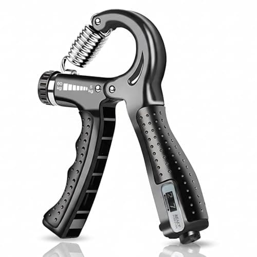 LEAFED Adjustable Hand Grip Strengthener Hand Gripper With Counter for Men & Women for Gym Workout Hands Exercise Equipment to Use in Home for Forearm, Finger Exercise Power Gripper - 60kg Black