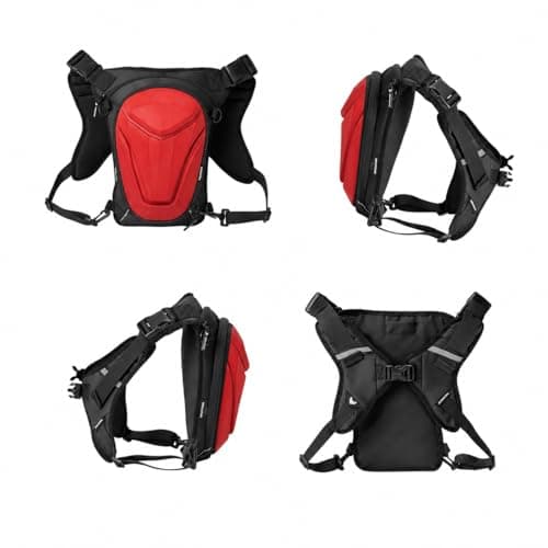 VANTORA ARC 4-in-1 Unisex Sling Bag – Crossbody, Chest, Waist, Thigh & Tank Bag | 5L Hard Shell Travel Pouch | Hydration Pack Compatible | Motorcycle, Hiking, Cycling, Running & Adventure Gear (Red) 2
