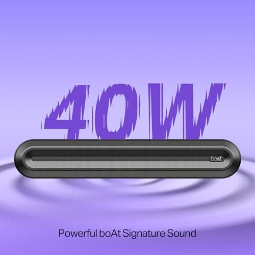 boAt Aavante 2.1 300, 40W Signature Sound, 2.1 CH w/Wired Subwoofer, Multiple Ports, EQ Modes, Remote Control, Bluetooth Sound bar, Home Theatre Soundbar Speaker (Premium Black) 2