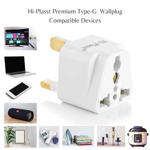 Hi-Plasst India to UK Adapter (Type-G Plug) - 2pcs Pack - UK Converter for Indian Plugs & Devices, Dubai, Singapore, Malaysia - Travel Plug Adapter with Universal Socket (White) 5